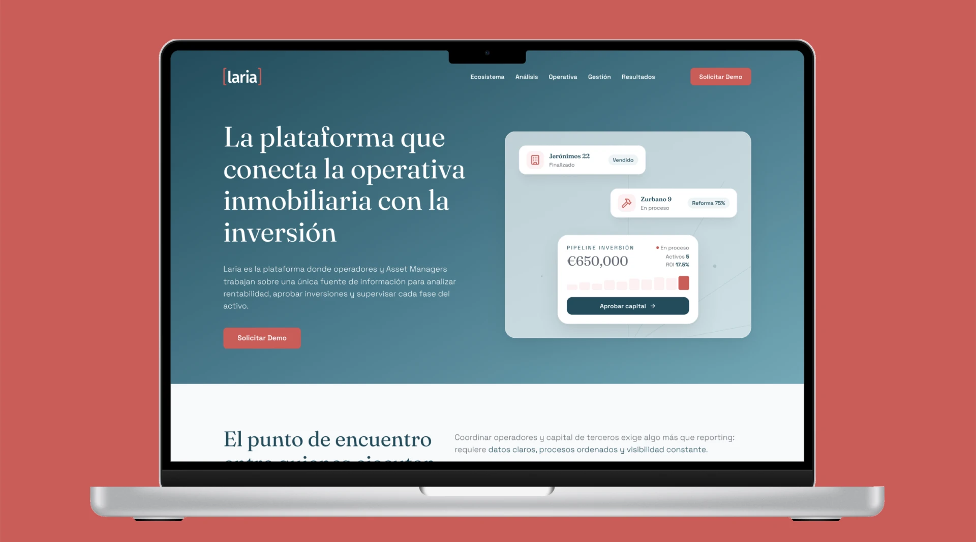 Web comercial de Laria: home
