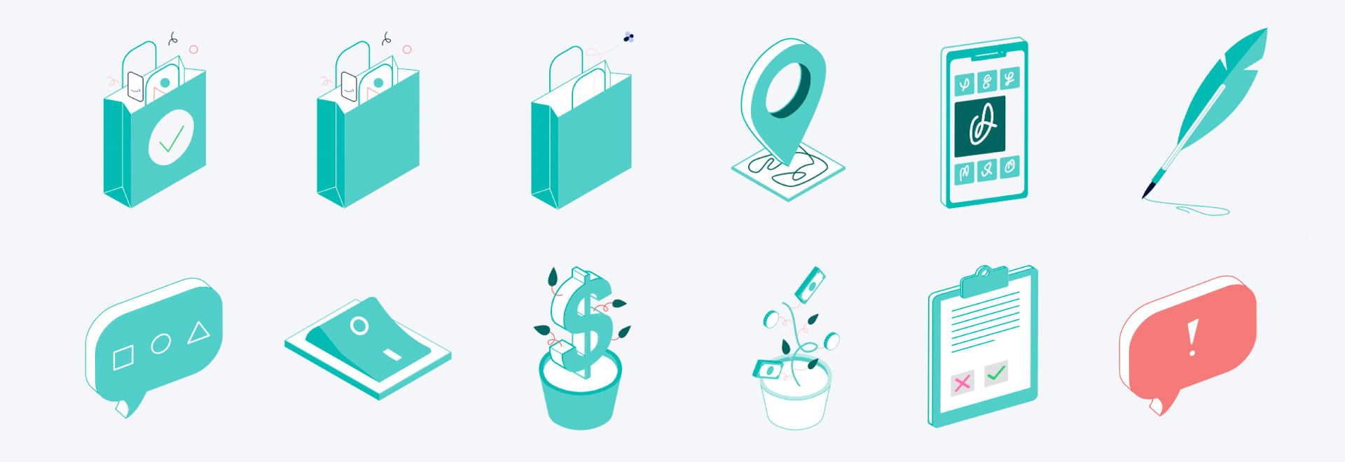 Familia de ilustraciones isométricas